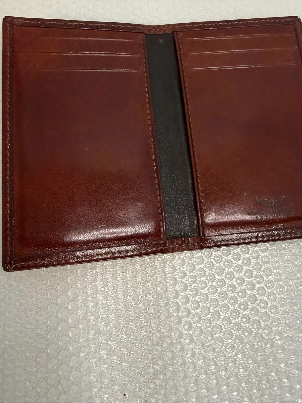 Bosca Brown Leather Money Clip Wallet with Black Trim